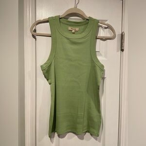 NWOT Madewell Size S Green Ribbed Supima Cotton Racerback Tank Top Stretch